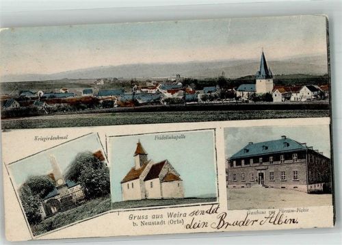 Weira 1905 Kriegerdenkmal Fridolinkapelle Gasthaus zur Fürsten-Fichte
