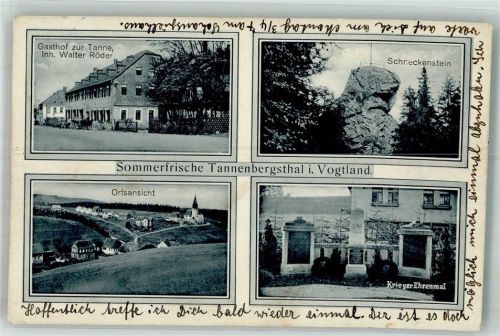 Tannenbergsthal Der Schneckenstein Gasthaus zur Tanne Krieger-Ehrenmal