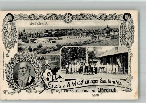 Ohrdruf 1907 15. Westthüringer Gauturnfest 1907 Turner Portrait Turnvater Jahn
