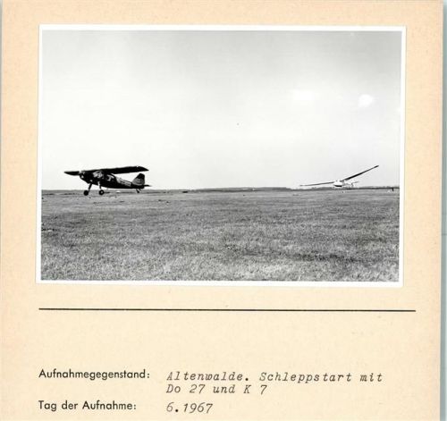 Altenwalde Foto montiert auf Karton Schleppstart mit Do 27 und K7