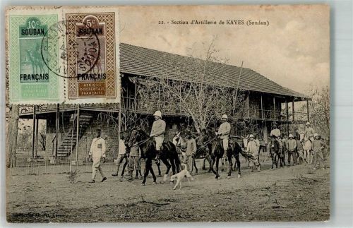 Khartum 1924 Kayes Uniform Section d´Artillerie Briefmarke bildseitig