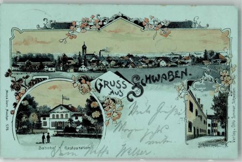 Markt Schwaben 1899 Adelskorrespondenz Bahnhof-Gasthaus Schlosshof