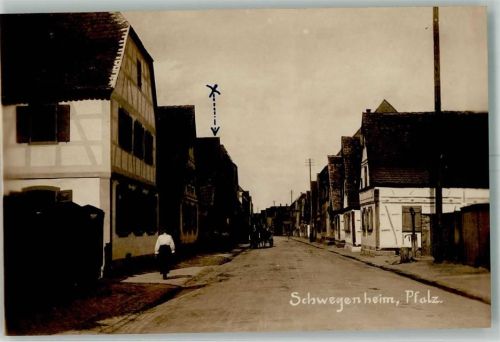 Schwegenheim 1919 Dorfstaße Fuhrwerk