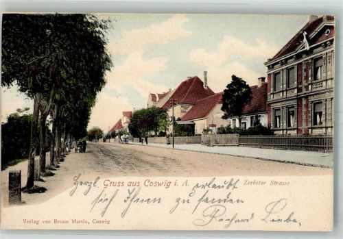 Coswig 1901 Zerbster Strasse Gasthaus zum Adler Bahnpoststempel