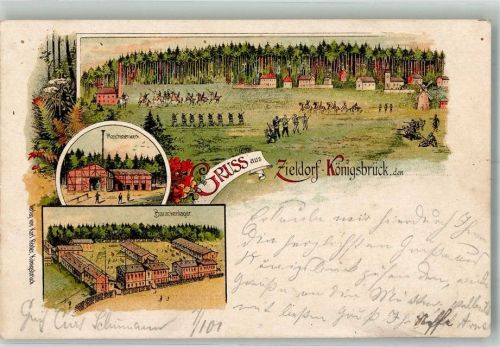 Königsbrück 1901 Truppenübungsplatz Zieldorf Mänöver Barackenlager Maschinenwerk