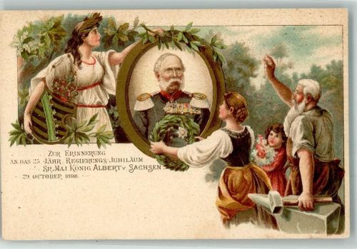 1898 König Albert 25. jähriges Regierungs-Jubiläum Schmied Amboss Wappen