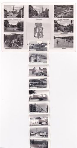 Selb ausziehbarer Papierstreifen Martin-Luther-Platz Ev. Kirche Kraftwerk Hirschsprung Ludwigstraße Dr.-Franz-Bogner-Schule Waldbad Neuer Schlachthof Porzellanfabrik Rosenthal Hutschenreuther