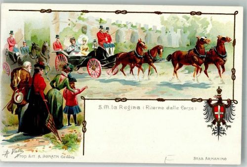 Genova 1899 S.M. la Regina Adel Italien ( Ritorno dalle Corse ) Stab Armanino Edit. A. Donath