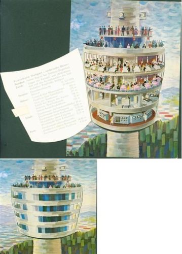 Stuttgart Fernsehturm geschlossen von außen und aufgeklappt von Innen mit Daten