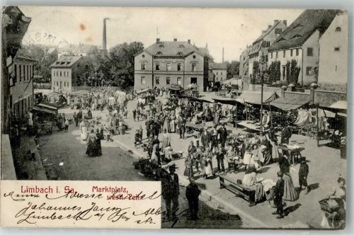 Limbach-Oberfrohna 1909 Marktplatz Marktszene