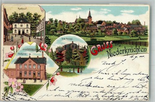 Niederkrüchten 1900 Lithographie Rathaus Molkerei Villa Roosen