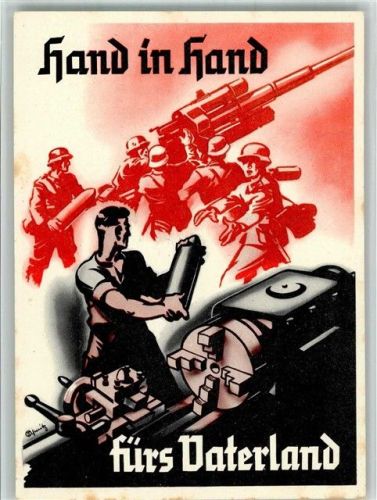 Hand in Hand fürs Vaterland Wehrmacht Geschütz sign. Schmitz