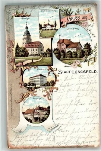 Stadtlengsfeld 1899 Kirche Schützenburg Alte Burg Schloss signiert Künstlerkarte