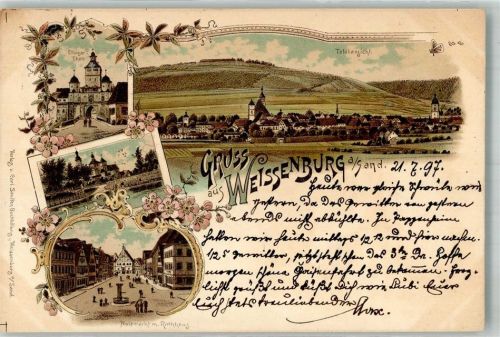 Weißenburg 1897 Ellinger Tor Holzmarkt Rathaus
