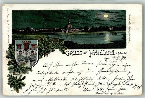 Friedland 1899 Stadtwappen Mecklenburgische Seenlandschaft