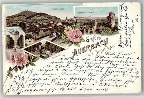 Auerbach 1902 Auerbacher Schloss Fürstenlager Melibocus-Turm Rosenknospe