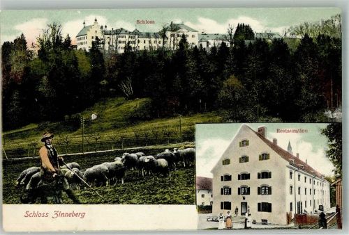 Zinneberg 1906 Schloss Zinneberg Schäfer Schafherde Gasthaus