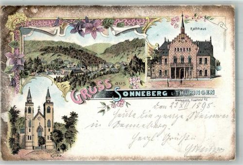 Sonneberg 1898 Kirche Rathaus