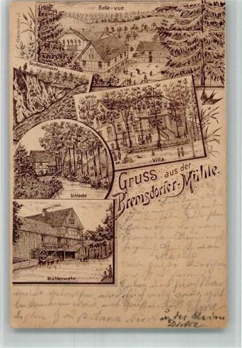 Bremsdorf Mühle 1896 Vorläufer Druck um 1880 - 1889 Bremsdorfer Mühle Villa Teufelsschlucht Mühlenwehr