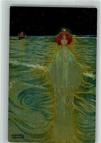 1900 Jugendstil Nymphe Verlag Stroefer Serie 197 Nr. 3 Lithographie