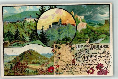 Rudolstadt 1903 Drei Gleichen Schwarzburg Wartburg Rudelsburg Saaleck sign. F. Gottschlag