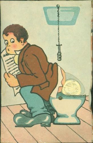 Mechanik Drehkarte Münzen Klo Humor