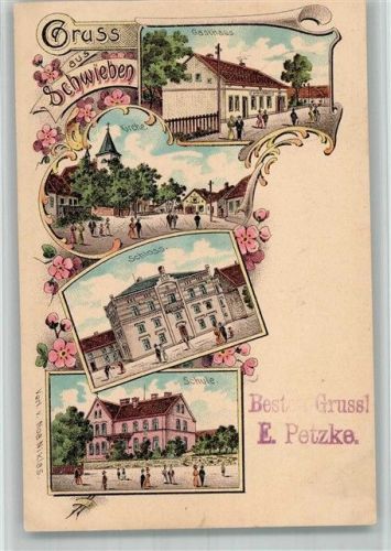 Gleiwitz 1906 Schwieben Gasthaus Kirche Schloss Schule Lithographie