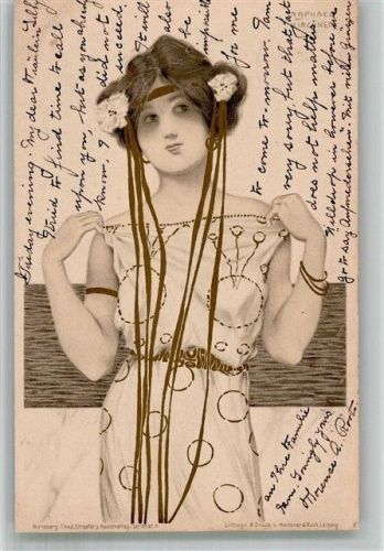 1901 Jugendstil Stroefer Serie 99 Nr. 11 Lithographie Meissner u. Buch
