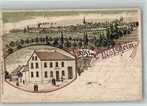 Mölsheim 1906 Lithographie Gasthaus Dauscher