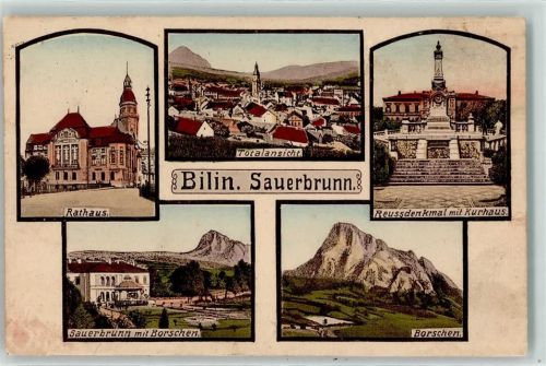 Bilina Rathaus Reussdenkmal Kurhaus Sauerbrunn Borschen