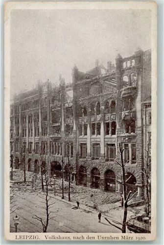 Leipzig Volkshaus nach den Unruhen 1920