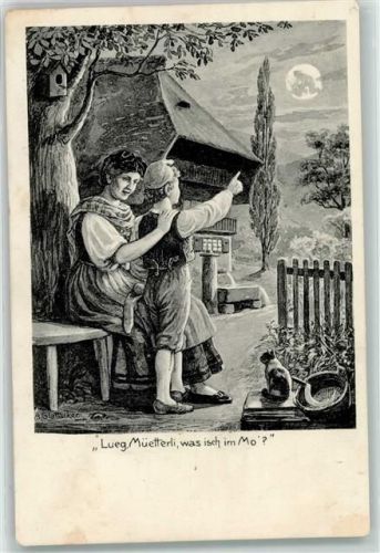 Lueg, Mütterli, was isch im Mo? Mutter und Kind , Mond Glattacker