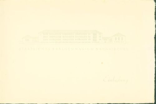 Neunkirchen Staatliches Realgymnasium Einladung Einweihung Schulneubau Klappkarte