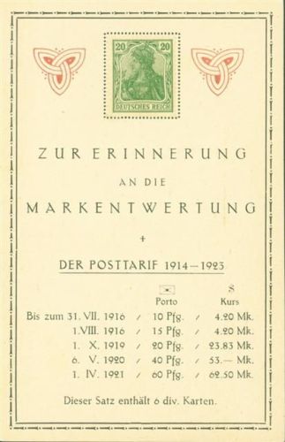 echte Briefmarke aufgeklebt Entwertung der Briefmarken zur Inflationszeit