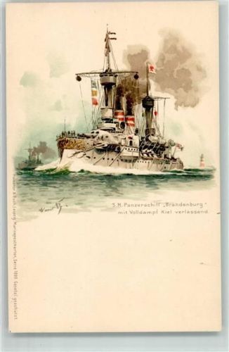 1899 Marine Panzerschiff Brandenburg Meissner u. Buch Serie 1000