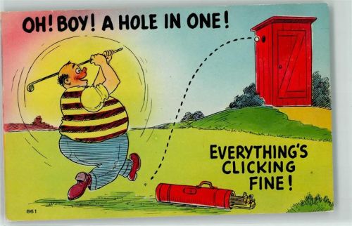 Comic Humor Ball fliegt ins Toilettenhäuschen