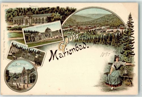 Marianske Lazne Waldquelle Kreuzbrunnen Neue Colonnade Frau Tracht