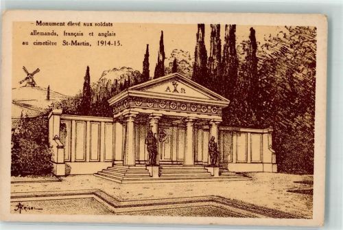 Saint-Quentin 1914 - 1915 Denkmal für deutsche französische u. englische Soldaten a.d. Friedhof St. Martin