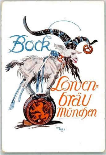 München sign.Dietz Löwenbräu Bock Brezeln