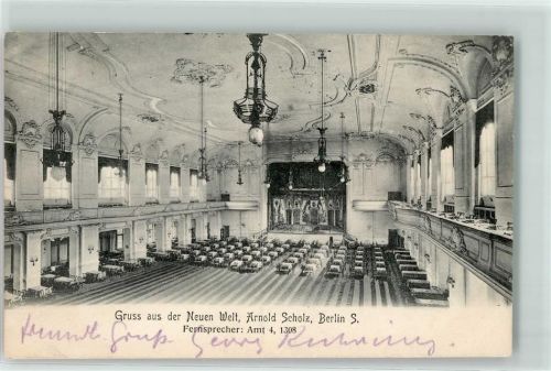 Neukölln 1906 Gruss aus der Neuen Welt Saal