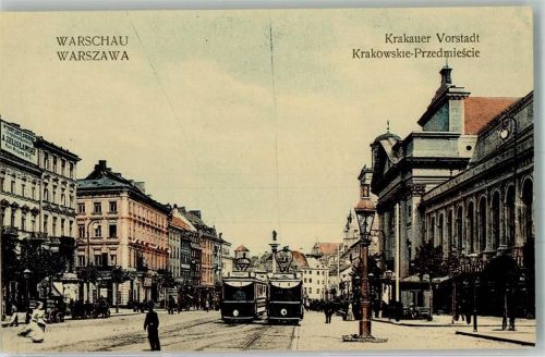 Warschau 1916 Straßenbahn Krakauer Vorstadt Feldpost WK I