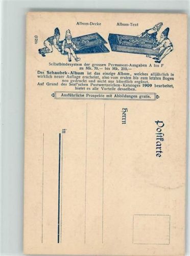 Novy Bor 1909 Schaubek's - Briefmarkenalbum Firma Alfred Wendler in Schaiba Zwerge