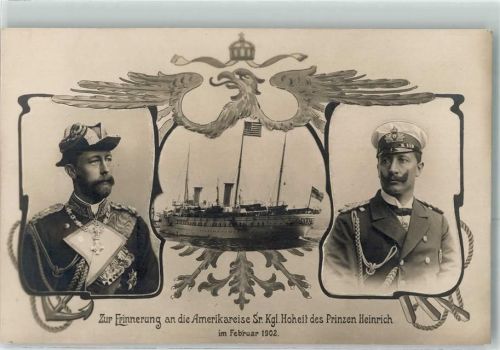 1900 Erinnerung Amerikareise des Prinzen Heinrich 1902 Jugendstil AK
