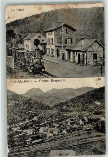 Fouday 1915 Bahnhof Schlachtfeld Oberes Breuschtal Eisenbahn Lok Überwachungsstelle Lörrach I. Landsturm Infanterie Bataillon Mosbach 3. Komp.