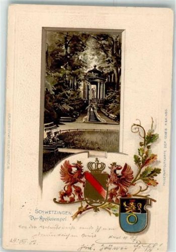 Schwetzingen 1902 Der Apollotempel Wappen Löwe Adler
