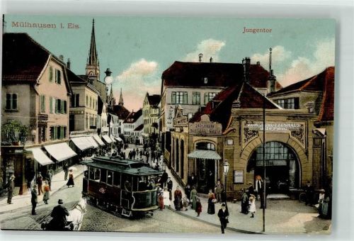 Mulhausen Jungentor Gasthaus Zum Schützenhaus J. Iffrig Straßenbahn
