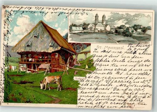 St. Märgen 1900 sign. Mutter K. Rankmühle Kühe