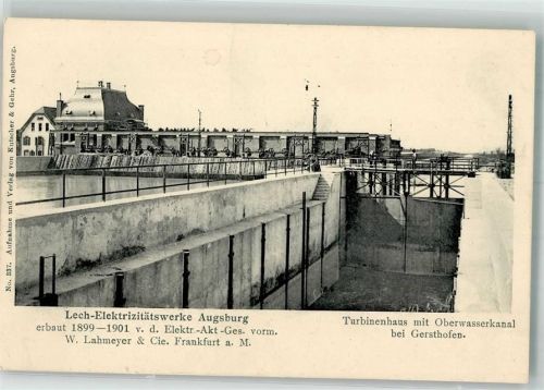Gersthofen Turbinenhaus mit Oberwasserkanal Lech-Elektrizitätswerk Augsburg