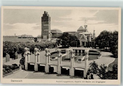 Darmstadt Jugendstil Ausstellungsgebäude Kapelle mit Bassin