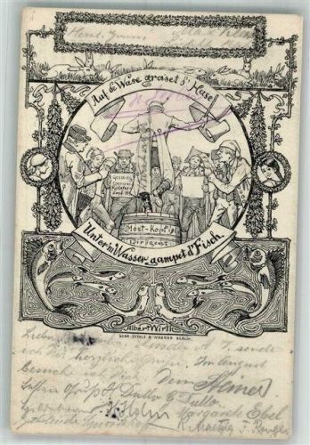 1906 Unterm Wasser gampet der Fisch Most Kopf Dirigent sign. Albert Wirth Berlin Kunstgeschichte